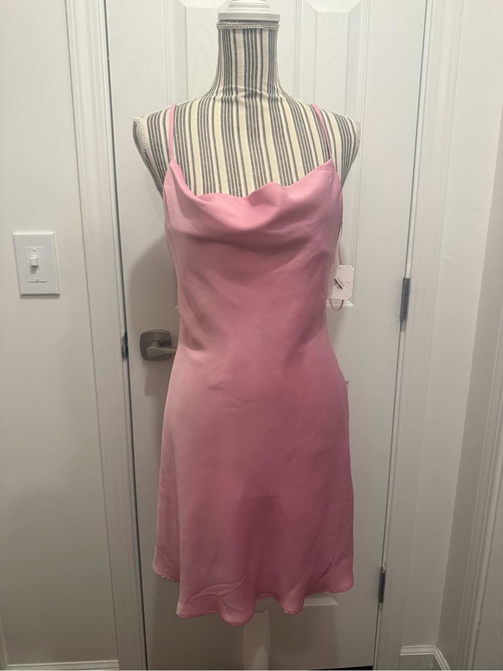 Pink Satin Cowl Neck Slip Dress by Altar’d State Medium NWT